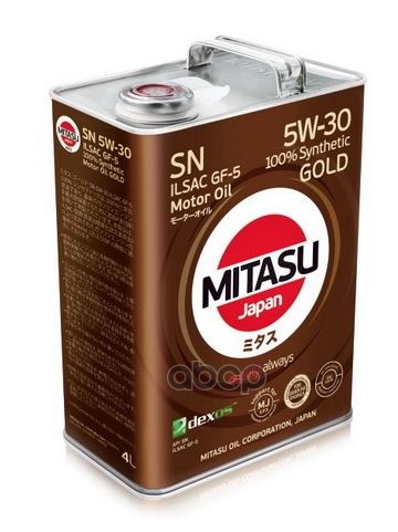 MITASU Масло Моторное 5W30 4L Gold Sn/Ilsac Gf-5/Dexos1