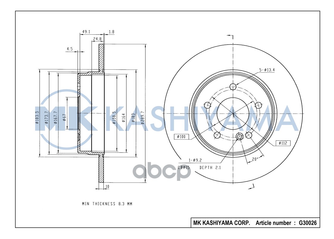 Диск тормозной задний MERCEDES W203 180-350/W210 200-430 G30026 MK KASHIYAMA арт. G30026
