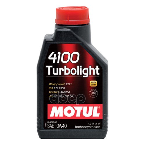 MOTUL Масло моторное Motul 4100 Turbolight A3/B4 10W-40 полусинтетическое 1 л 108644
