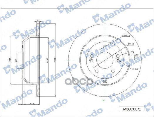 Диск тормозной задн. Kia Sorento/Sorento Prime III 15- Mando арт. mbc030071