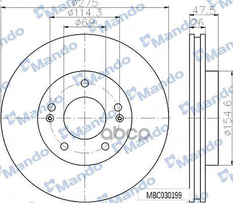 Диск тормозной Mando арт. MBC030199