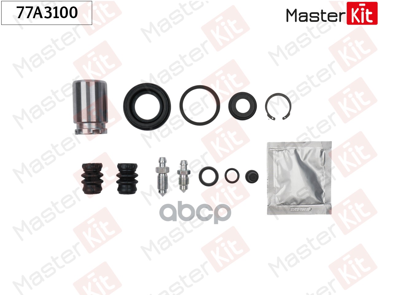 Ремкомплект тормозного суппорта+поршень с механизмом Nissan MICRA II (K11) 1992 - 2007 77A3100 MasterKit арт. 77A3100