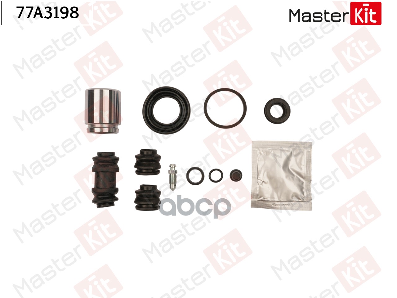 Ремкомплект тормозного суппорта+поршень с механизмом Kia CERATO седан (LD) 2004 - 2009 77A3198 MasterKit арт. 77A3198
