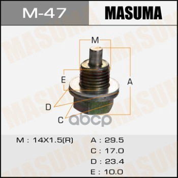 Болт маслосливной С МАГНИТОМ (с шайбой) Isuzu 14х1.5mm MASUMA M-47 Masuma арт. M-47