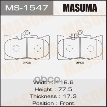 Колодки передние TOYOTA CELSIOR MASUMA MS-1547 Masuma арт. MS-1547