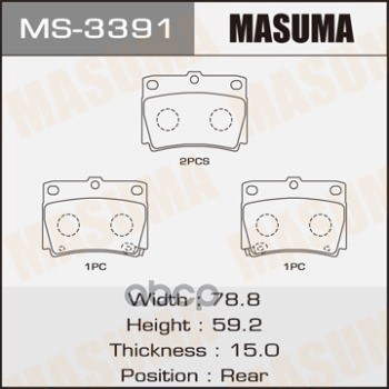 Колодки задние MITSUBISHI CHALLENGER MASUMA MS-3391 Masuma арт. MS-3391