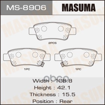 Колодки задние HONDA CR-V MASUMA MS-8906 Masuma арт. MS-8906