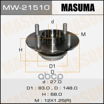 Ступица задняя NISSAN ALMERA MASUMA MW-21510 Masuma арт. MW-21510
