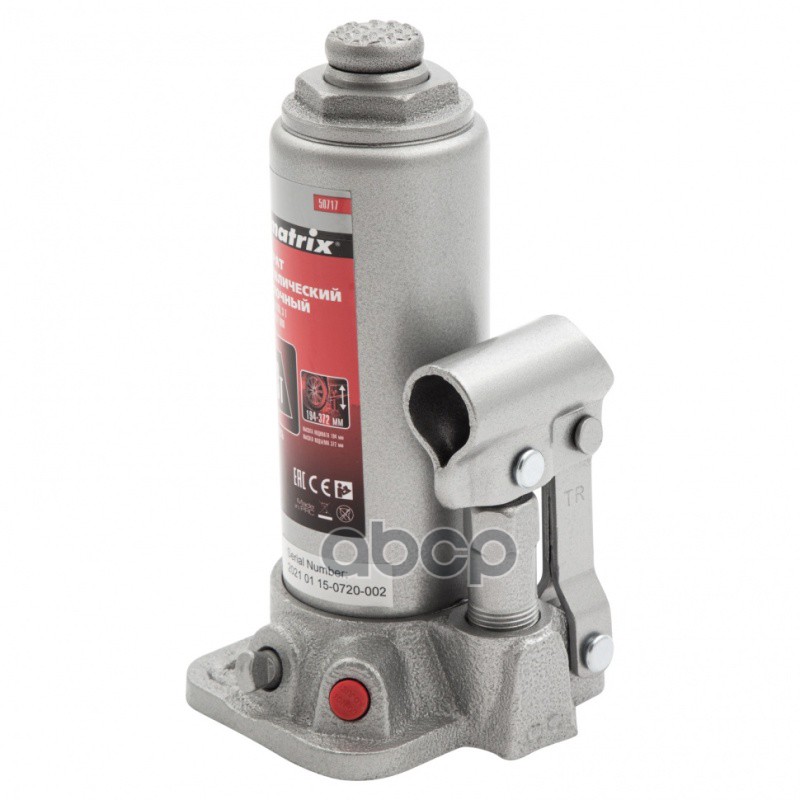 Домкрат Гидравлический Бутылочный, 3 Т, Высота Подъема 194-372 Мм Matrix Master 50717 Matrix 50717 Matrix арт. 50717