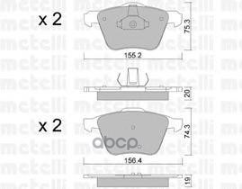 Колодки торм. дисковые передние (для 16 5'/ диск 316mm) Volvo XC70 2007- Metelli арт. 22-0599-1