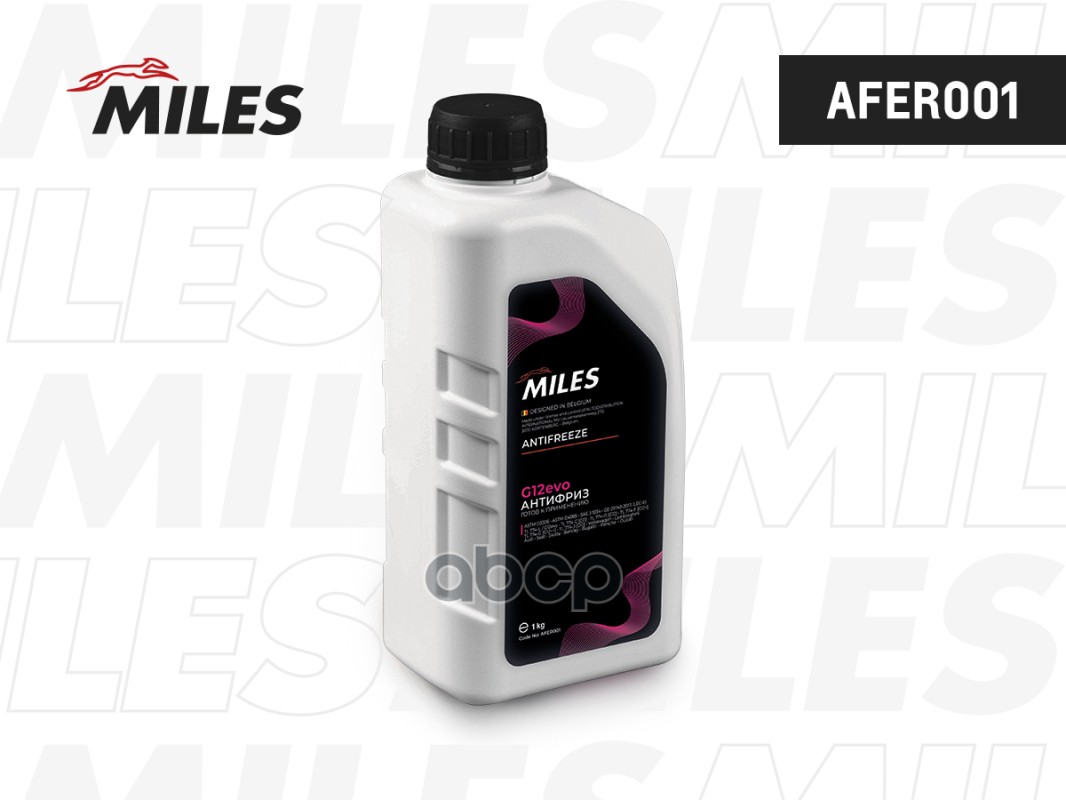 Антифриз готовый G12 evo (розовый, лобридная технология PSi-OAT ) 1 кг.  AFER001 Miles арт. AFER001