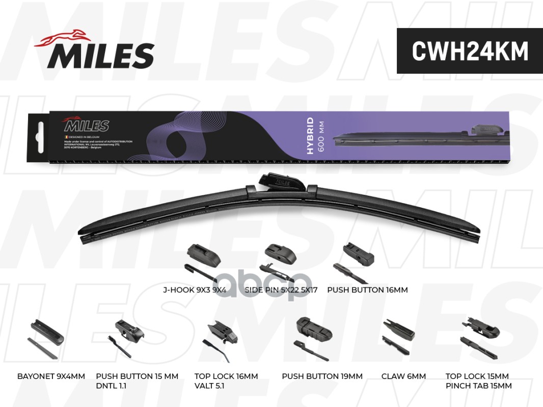 Щётка Стеклоочистителя Гибридная 600 Мм (24 Дюйма) (9 Адаптеров)  Cwh24km Miles арт. CWH24KM