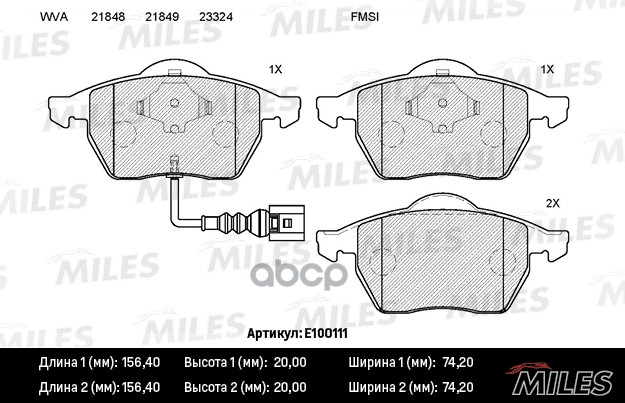 Колодки тормозные передние (с датчиком) (Смесь Semi-Metallic) (FORD GALAXY (WGR), VW SHARAN (7M_)) (TRW GDB1440) E100111 Mile...