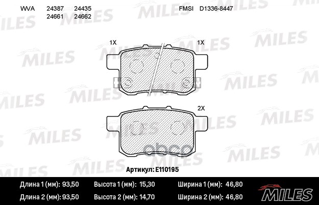 Колодки тормозные задние (без датчика) (Смесь Semi-Metallic) (HONDA ACCORD VIII 08-) (TRW GDB3482) E110195 Miles арт. E110195