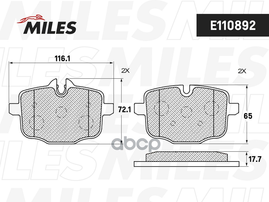 Колодки тормозные BMW 5 F10/F11 3.0-4.4 10- задние  E110892 Miles арт. E110892