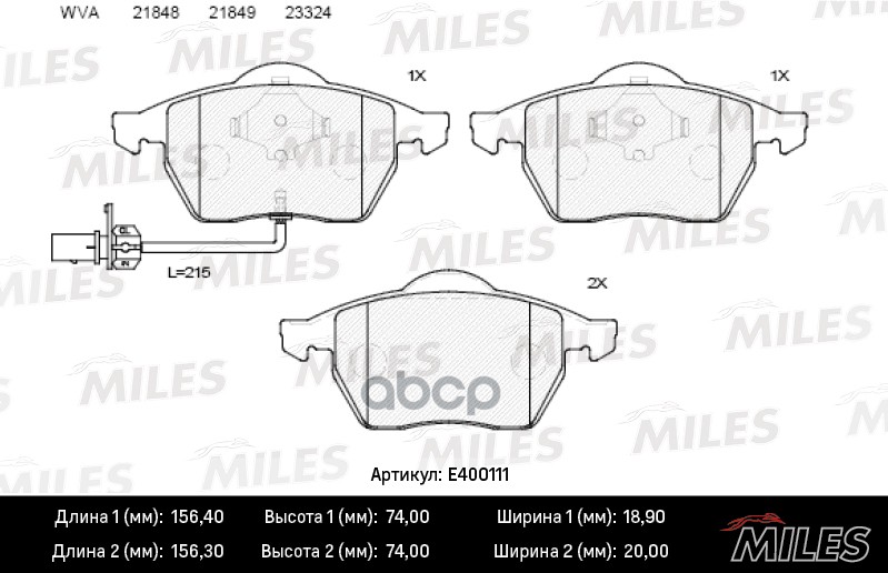 Колодки тормозные передние (с датчиком) (Смесь Low-Metallic) (FORD GALAXY (WGR), VW SHARAN (7M_)) (TRW GDB1440) E400111 Miles...