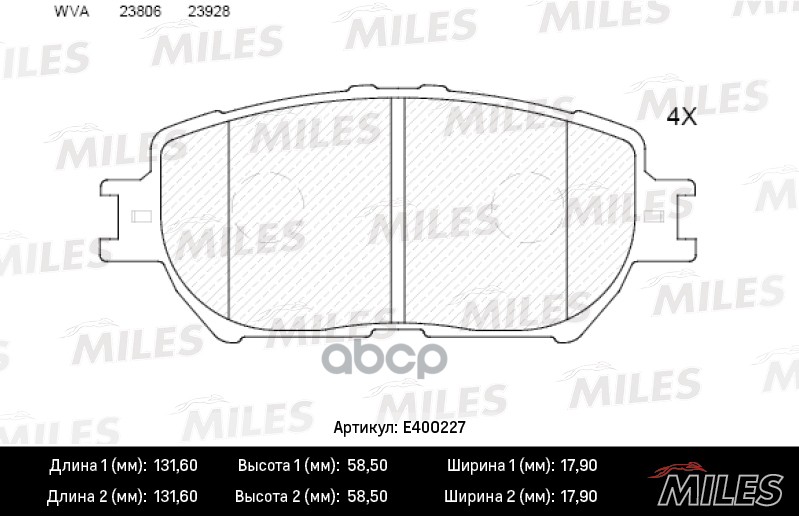 Колодки тормозные передние (без датчика) (Смесь Low-Metallic) (TOYOTA CAMRY (_V30_) 2.4/3.0 0104) (TRW GDB3314) E400227 Miles...