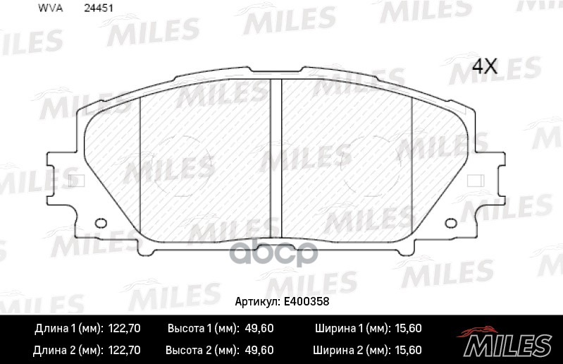 Колодки тормозные передние (без датчика) (Смесь Low-Metallic) TOYOTA PRIUS 1.8 09-/LEXUS CT 1.8 11- (TRW GDB4173) E400358 Mil...