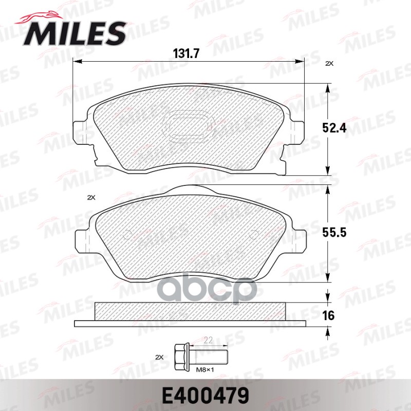 Колодки тормозные передние (без датчика + болты) (Смесь Low-Metallic) OPEL CORSA C 01/TIGRA B 04 (TRW GDB1570) E400479 Miles ...