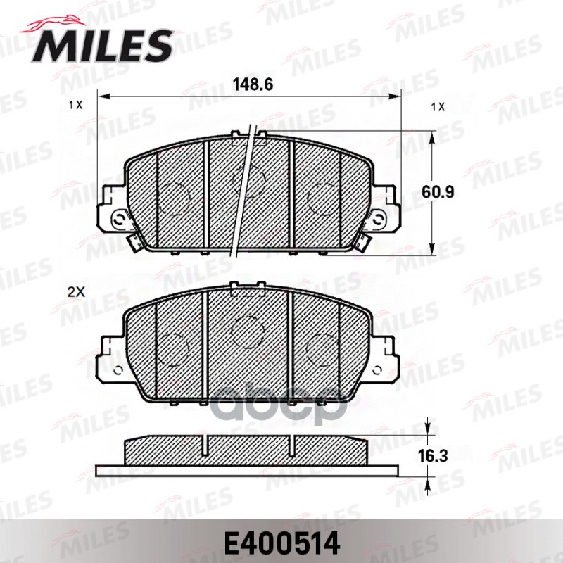 Колодки тормозные передние (Смесь Low-Metallic) HONDA ACCORD 14- (TRW GDB3615) E100514 E400514 Miles арт. E400514