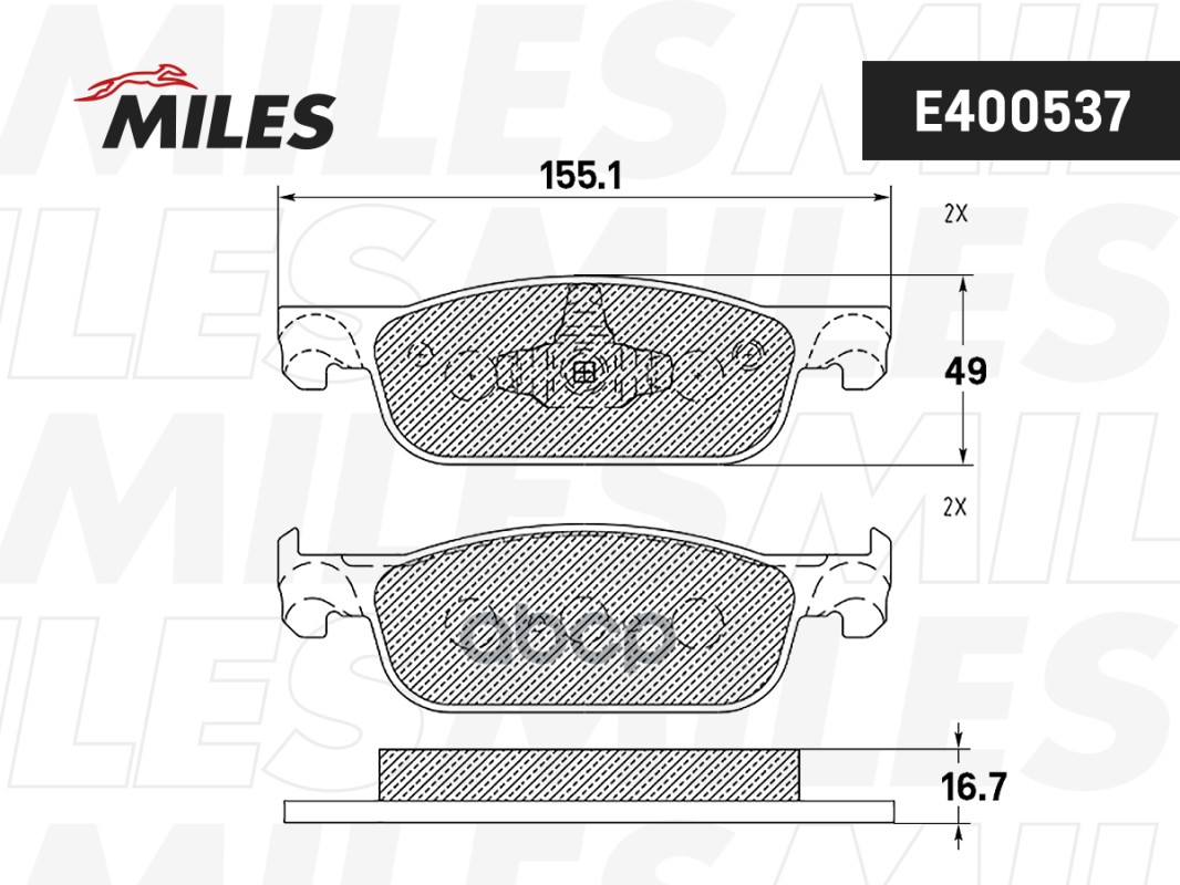 Колодки тормозные передние (Смесь Low-Metallic) LADA X-RAY (TRW GDB2157) E400537 Miles арт. E400537
