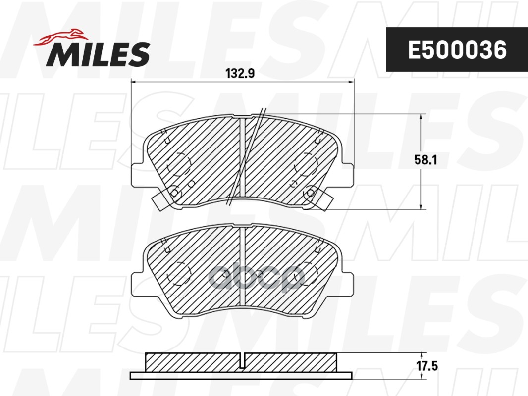 Колодки тормозные передние (Смесь CERAMIC серия PRO) HYUNDAI SOLARIS 10-/KIA RIO 11- (TRW GDB3548) E500036 Miles арт. E500036