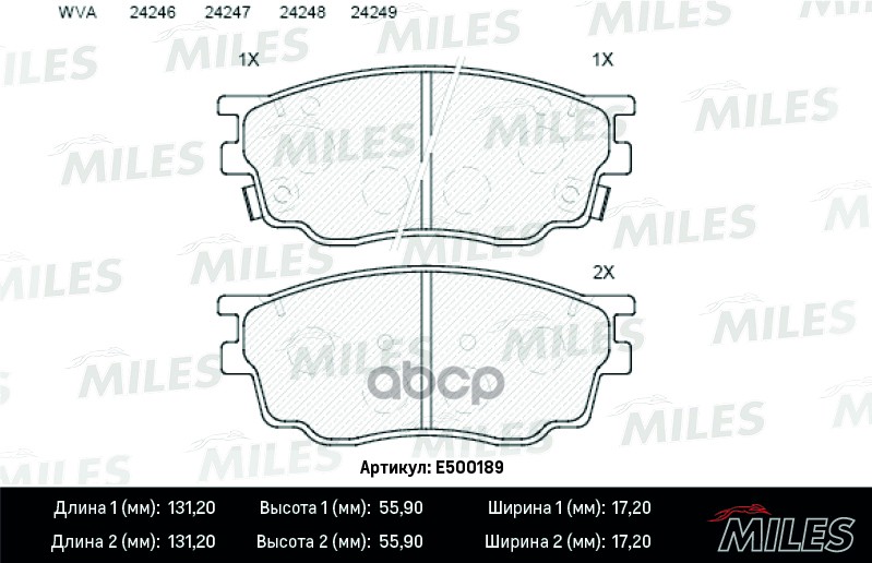 Колодки тормозные передние (Смесь CERAMIC серия PRO) MAZDA 6 1.8 02- (TRW GDB3309) E500189 Miles арт. E500189