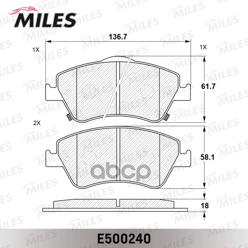 Колодки тормозные TOYOTA AURIS 1.33-2.2 07- (Великобритания) передние Ceramic Miles арт. e500240