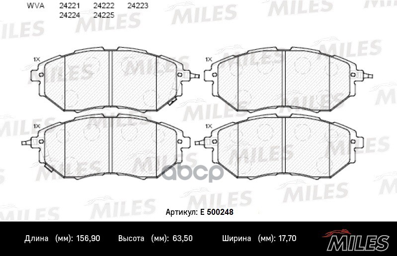 Колодки тормозные передние (Смесь CERAMIC серия PRO) SUBARU LEGACY/OUTBACK/TRIBECA 2.0-3.6 03- (TRW GDB3372) E500248 Miles ар...