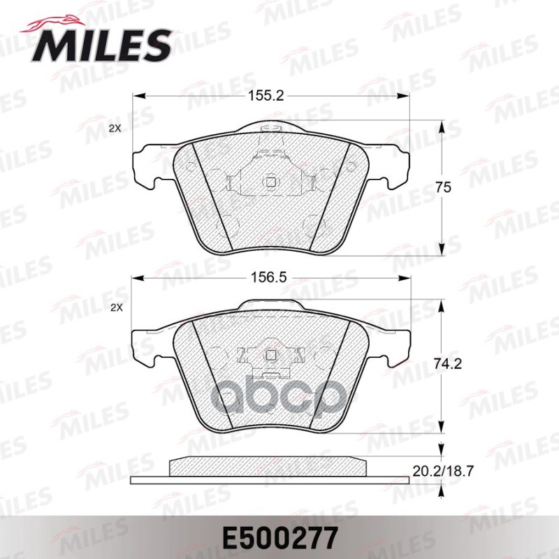 Колодки тормозные передние (Смесь CERAMIC серия PRO) VOLVO XC90 02 (TRW GDB1565) E500277 Miles арт. E500277