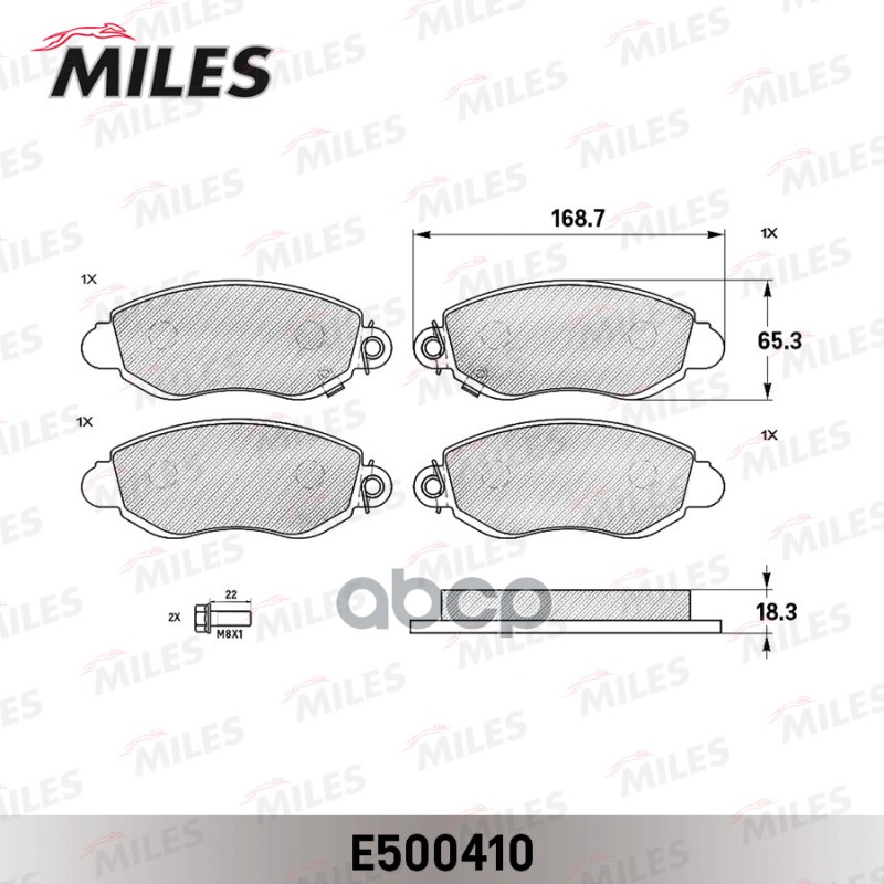 Колодки тормозные FORD TRANSIT 00-06 передние с индикат.износа Ceramic Miles арт. e500410