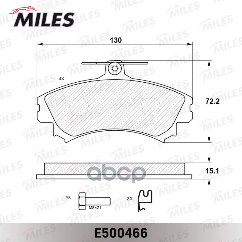 Колодки тормозные MITSUBISHI CARISMA 98>05/COLT 08>/VOLVO S40 передние Ceramic Miles арт. e500466