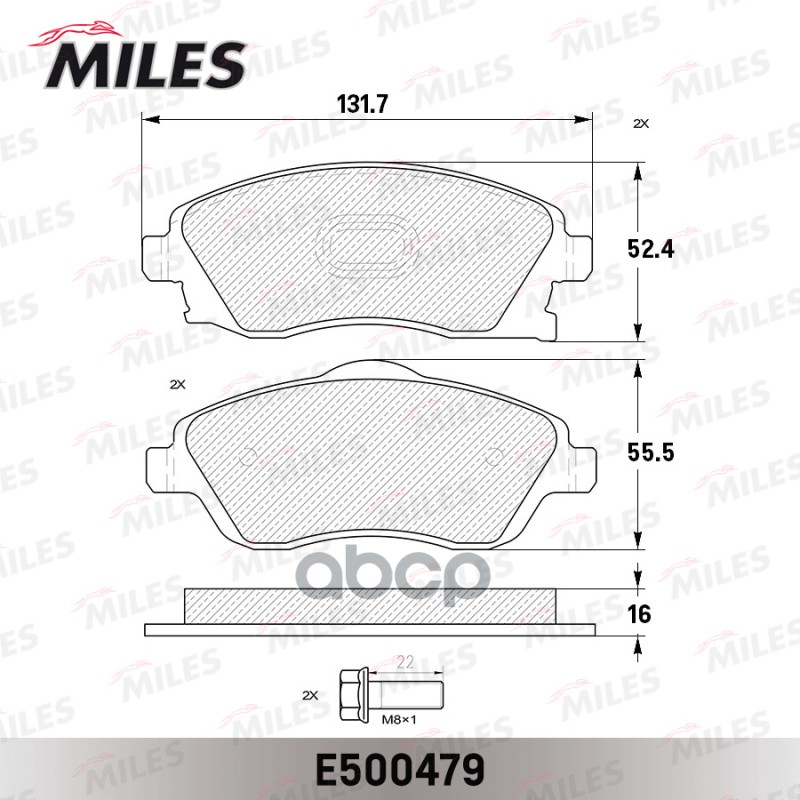 Колодки тормозные передние (Смесь CERAMIC серия PRO) OPEL CORSA C 01/TIGRA B 04 (TRW GDB1570) E500479 Miles арт. E500479