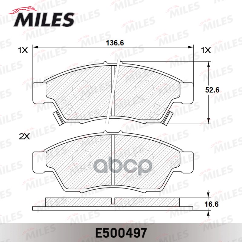 Колодки тормозные передние (Смесь CERAMIC серия PRO) SUZUKI LIANA 02 (TRW GDB3290) E500497 Miles арт. E500497