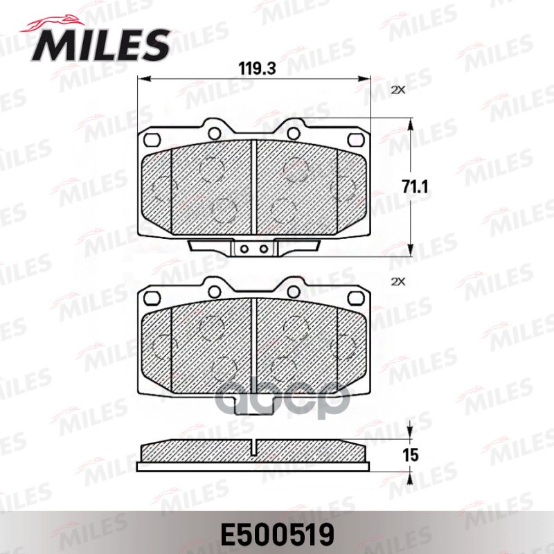 Колодки тормозные передние (Смесь CERAMIC серия PRO) SUBARU FORESTER 2.0 98-02/IMPREZA 2.0 94- (TRW GDB3307) E500519 Miles ар...