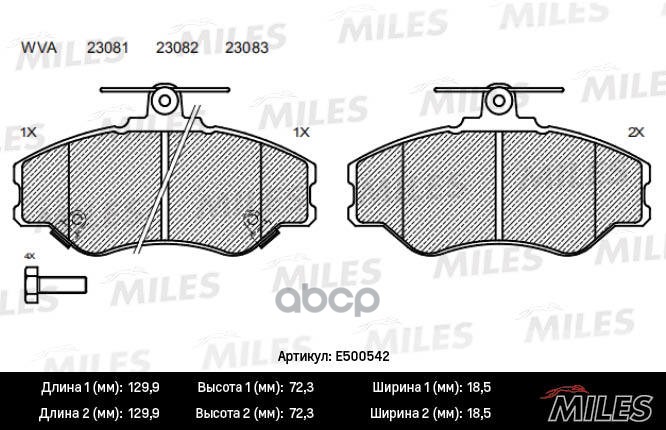 Колодки тормозные передние (Смесь CERAMIC серия PRO) HYUNDAI H100/PORTER (TRW GDB3089) E500542 Miles арт. E500542