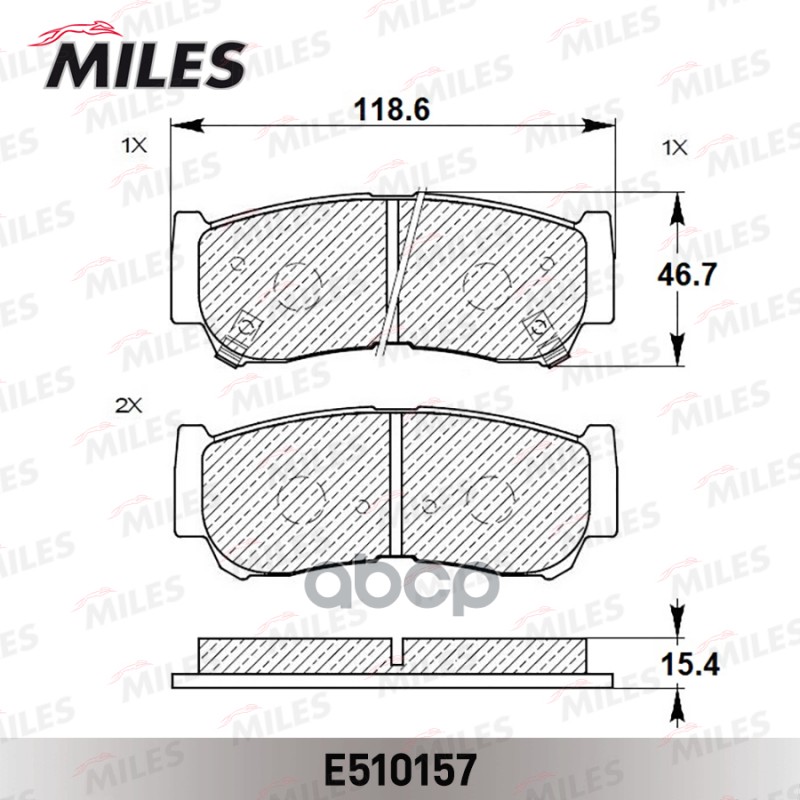 Колодки тормозные задние (Смесь CERAMIC серия PRO) HYUNDAI H-1 01-/SANTA FE (CM)/(SM) 05- (TRW GDB3419) E510157 Miles арт. E5...