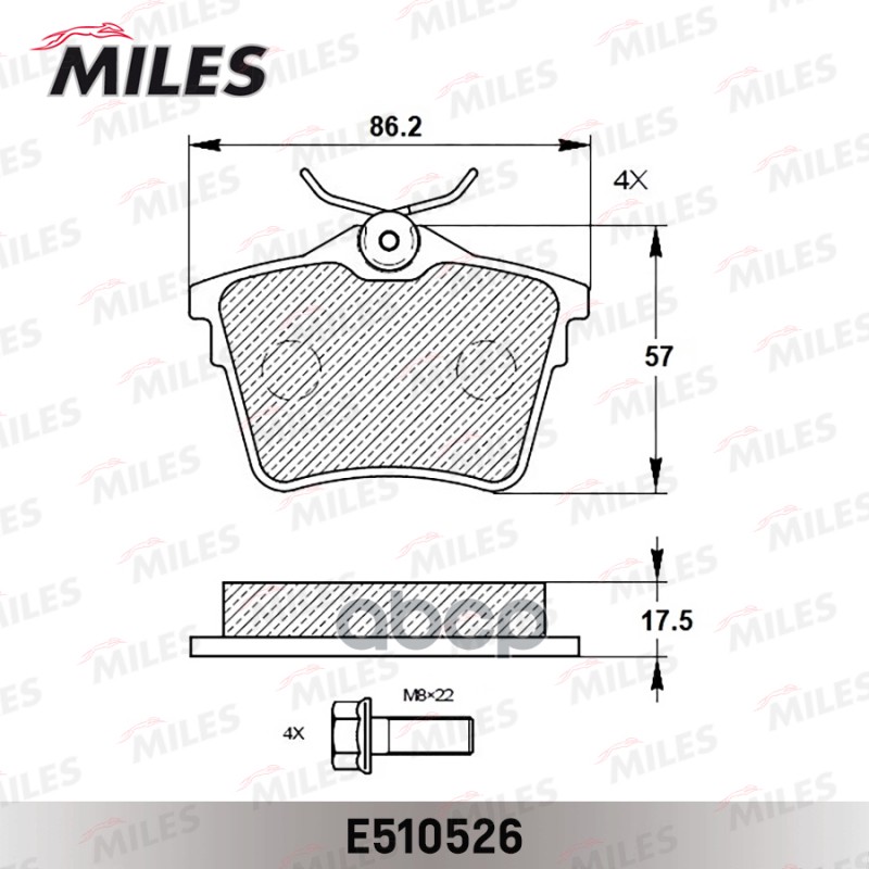 Колодки тормозные задние (Смесь CERAMIC серия PRO) CITROEN C5 08-/PEUGEOT 407 04-/607 00- (TRW GDB1596) E510526 Miles арт. E5...