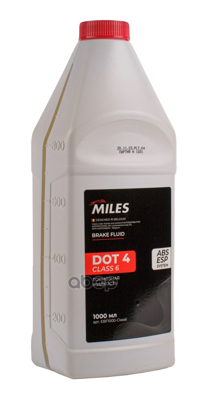 Жидкость тормозная Miles DOT 4  Class 6  1л Miles арт. ebf1000-class6