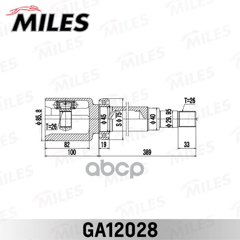 ШРУС FORD TRANSIT CONNECT (TC7) 2002-2013 внутр. правый Miles арт. ga12028