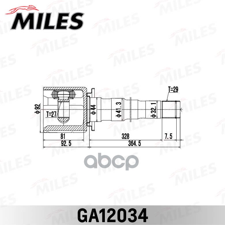ШРУС LAND ROVER DISCOVERY IV 2010-2016 внутр. правый Miles арт. ga12034