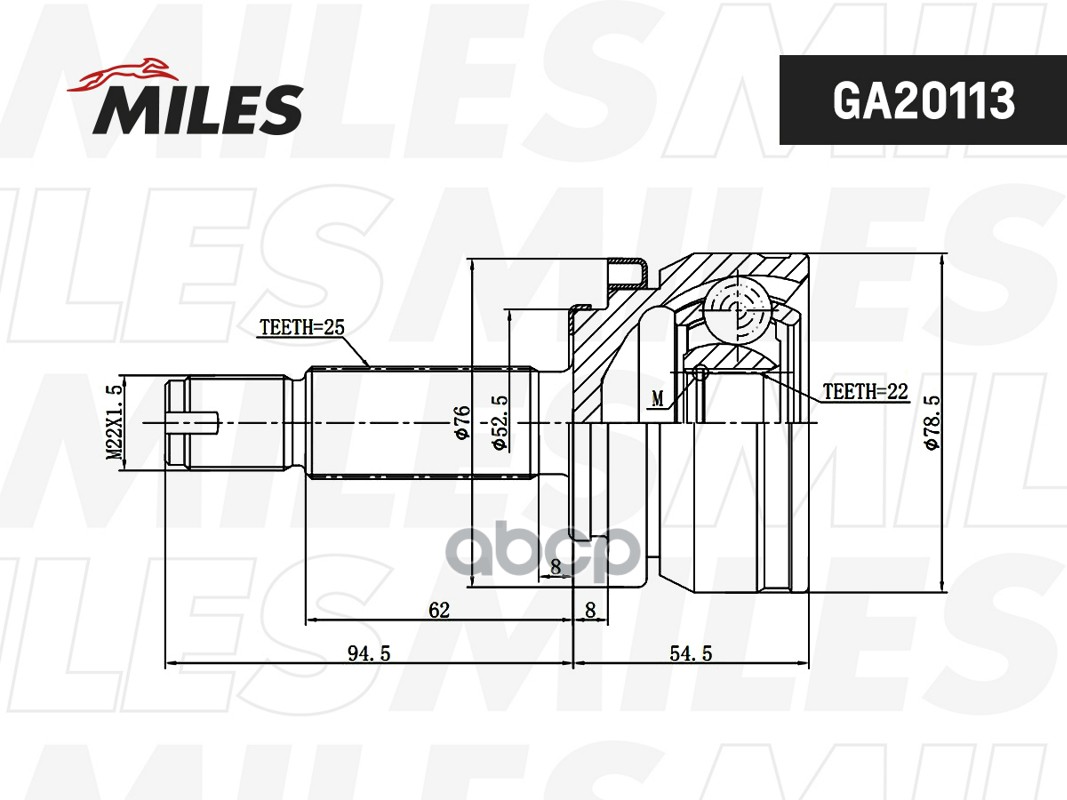 ШРУС наружный левый KIA Rio / Hyundai Solaris (17-) 1.6 (123 лс) АТ Miles арт. ga20113