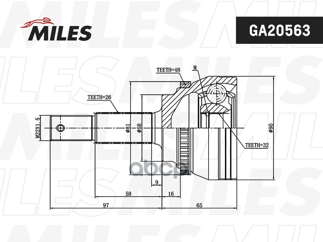 ШРУС наруж. Lifan Solano 2010- 1.6i GA20563 Miles арт. GA20563
