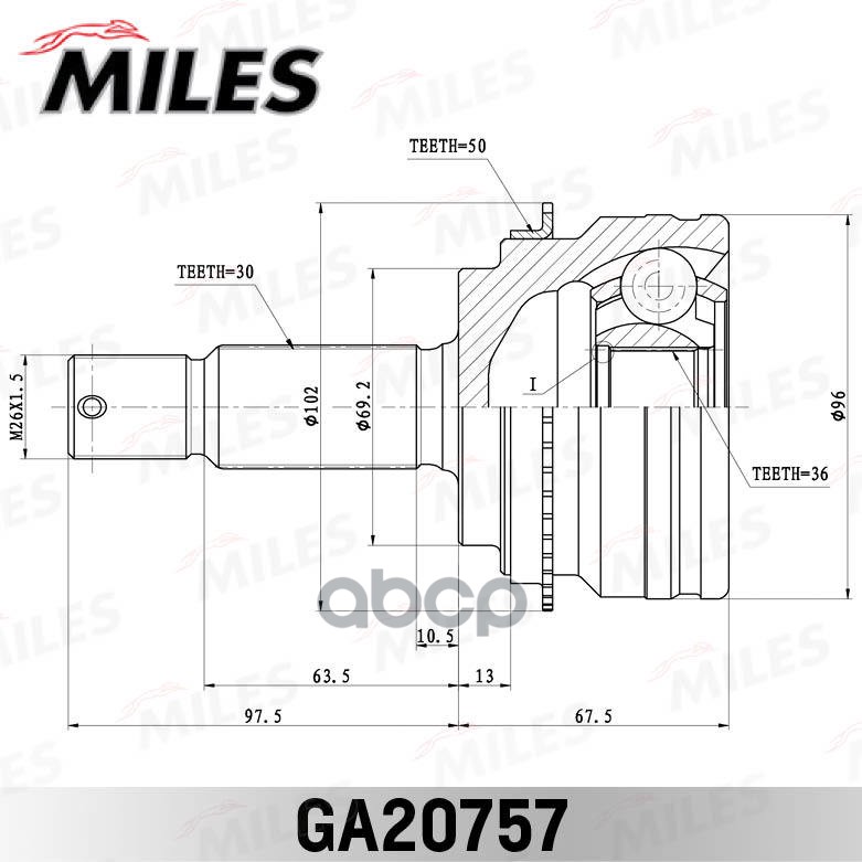 ШРУС наружный PAJERO IV/MONTERO V87W/V97W 2006- GA20757 Miles арт. GA20757
