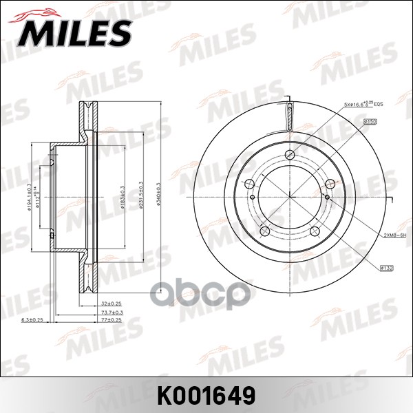 Диск тормозной передний D340мм. вентилируемый TOYOTA LAND CRUISER J200/LEXUS LX570 08- (TRW DF6239S) K001649 Miles арт. K001649