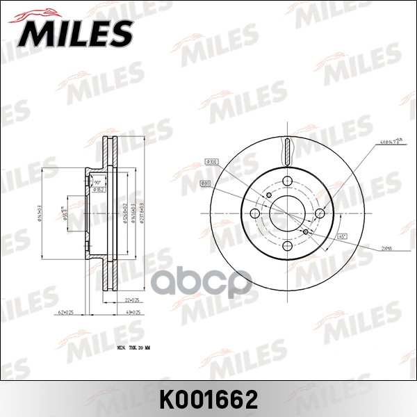 Диск тормозной передний CARINA/CALDINA/CORONA (TRW DF7248) K001662 Miles арт. K001662