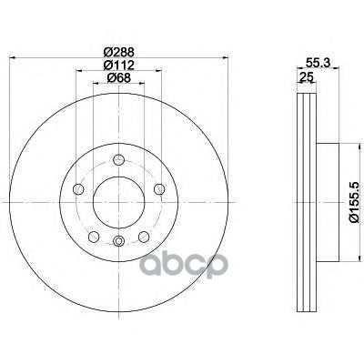 Диск Тормозной Передн. Galaxy (Wgr) Alhambra (7V8  7V9) Sharan (7M8  7M9  7M6) Mintex арт. mdc1017