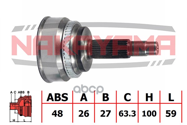 Шрус Внешн. К-Кт Toyota Camry 01-, Previa At 00- ( Nakayama Nj666ny NAKAYAMA арт. nj666ny