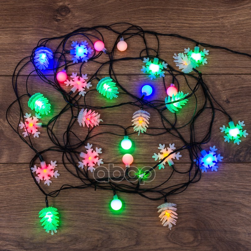 Гирлянда Светодиодная Универсальная С Насадками (Шарики, Снежинки, Елочки) 30 Led Мультиколор, 4,4 М Neon-Night 303064 NEON-N...