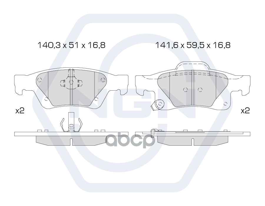Колодки тормозные керамические  задние JEEP Grand Cherokee IV 10> NGN арт. 3501245